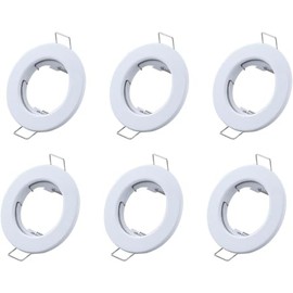 Zodazoqa Set of 6 Recessed Light Frames, Ceiling Mounting Frame, Recessed Spotlight Set, Mounting Frames in Aluminium (LED/Halogen/GU10/MR16/PAR16/50 mm) (White)
