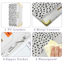 YeeCASE Server Book, Waiter Wallet in High Quality Leather, with Money Pocket and Zipper Pouch, Restaurant Waitstaff Organizer Fits Server Apron and Receipt Holder (Spotted)