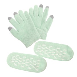 WOONEKY Moisturizing Gel Gloves and Socks Set for Dry Hands and Cracked Feet Hydrating Overnight Spa Care for Women Touchscreen Friendly Foot and Hand Masks