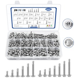 465PCS Self Tapping Screws for Metal, 410 Stainless Steel #8#10 Self Drilling Screws Assortment Set, 2 Type Head（Hex/Round）1/2/'' to 2/'' Sheet Metal Screws, Building, Metal, Wood, and Plastic
