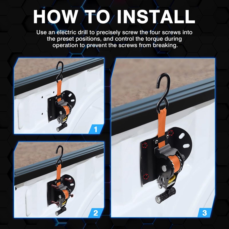 Forccord 2-Pcs Retractable Ratchet Straps Fit for 2015-2025 2026 Ford