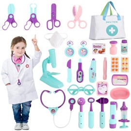 AUTOWT Kit de Médicos de Juguete para Niños, 28 Pcs Juego de Juguetes Médicos de Kit Médico Educativo para Niños con Bolsa de Almacenamiento Médico Es