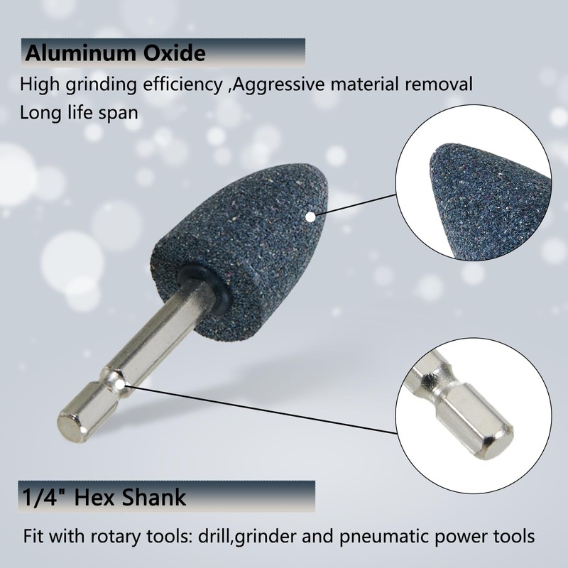 HONGUIS 8 Pcs Cone Shape Mounted Grinding Stone,1/4" Hex Shank,
