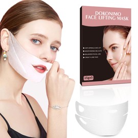 DOKONIMO Face Mask Double Chin Remover, V Shape Face Shaper Chin Tightening, Face Lifting Mask Anti Wrinkle Patches 5 Pieces Double Chin Firmer Face Mask Women