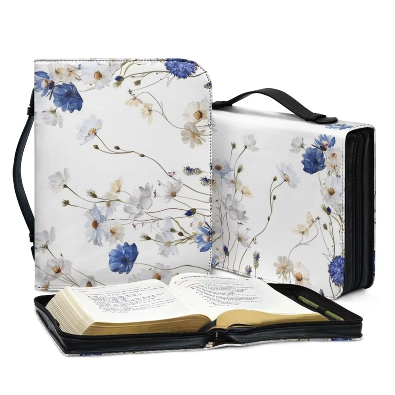 Leather Bible Cover Case for Women,Medium Bible Bag with PU