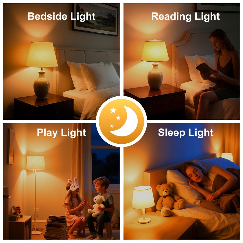 KINUR Amber Sleep Light Bulbs 1800K with Remote Control, E26
