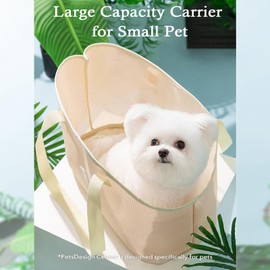 Dog Carrier Hnadbag for Small Dogs Cat, Summer Breathable Mesh Beach Bag Dog Pets Carrier Soft Sided Collapsible Outdoor Travel Puppy Carrier (Yellow, L)