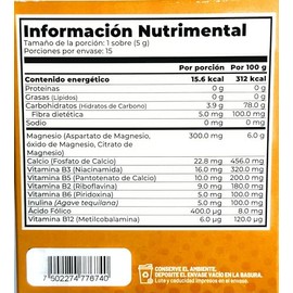 Mag 3 Magnesio 300mg con Inulina y Vitaminas B Complex, Suplemento Alimenticio Sabor Manzana Verde, 15 Sobres de 5g, Apoyo Muscular y Bienestar