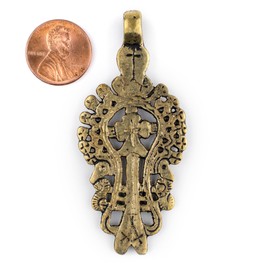 The Bead Chest Brass Ethiopian Coptic Cross Pendant, African Abyssinian Design, Orthodox Christian Pendant for Jewelry