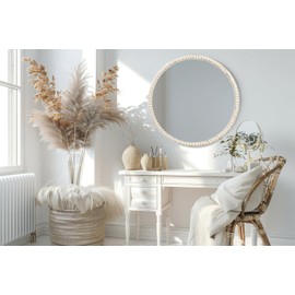 YUSALCEF 20 inch Wall Mirror, Boho Design for Living Room, Bedroom, Bathroom Decor, Hand Woven Rattan Mirror