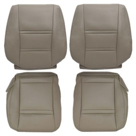 NLQR Driver and Passenger Side Bottom and Top Lean Back Replacement Microfiber Leather Seat Covers Tan Compatible with Toyota Land Cruiser 1990 1991 1992 1993 1994 1995 1996 1997