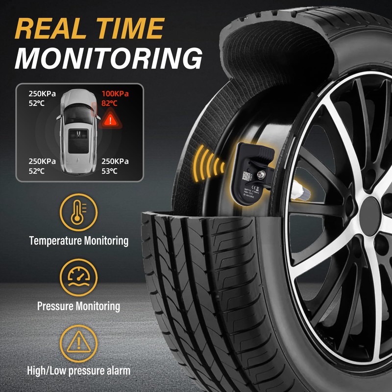 TPMS Sensors Set of 4 - tire Pressure Sensor Compatible