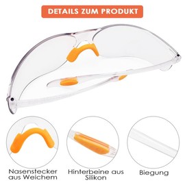 MeoZynxadril Pack of 6 Work Safety Glasses, Safety Glasses, Safety Glasses, Transparent Safety Glasses, Dust Protection Glasses, Safety Goggles Anti-Fog, for Construction, DIY, Laboratories
