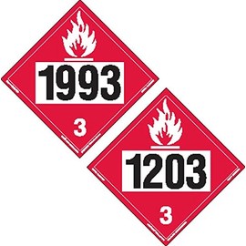 Labelmaster ZTV20393 Two-Sided 4-Digit Hazmat Placard, 1993 Flammable/1203 Gasoline, Rigid Vinyl (Pack of 25)