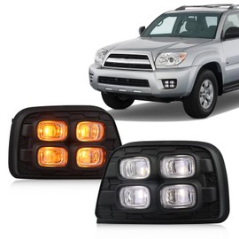 GEEGEETOP Switchback White/Amber LED Front Fog Daytime Running Lamp Flash LED Turn Signal Feature Accessories Compatible with Toyota 4Runner 2006 2007 2008 2009 SR5 Limited Replace Fog light OEM Frame