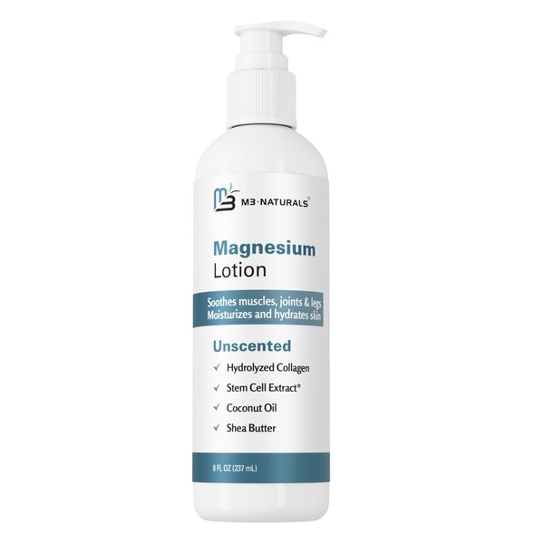 M3 Naturals Unscented Magnesium Lotion for Sleep - Helps with
