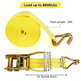 LISHINE 4 Pack 2 Inch Ratchet Straps Heavy Duty 20ft Tie Down Straps Ratchet with Double J Hook, 10000 LBS Break Strength, Cargo Ratchet Straps for Moving, Truck, Trailers, Motorcycles, Kayaks, Car Roof
