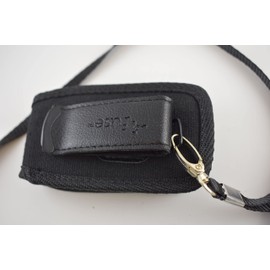 Newyorkcellphone Around The Neck Hanging Open Top Padded Black Case with Safety Lanyard Compatible Lively Jitterbug Flip2, Flip 2