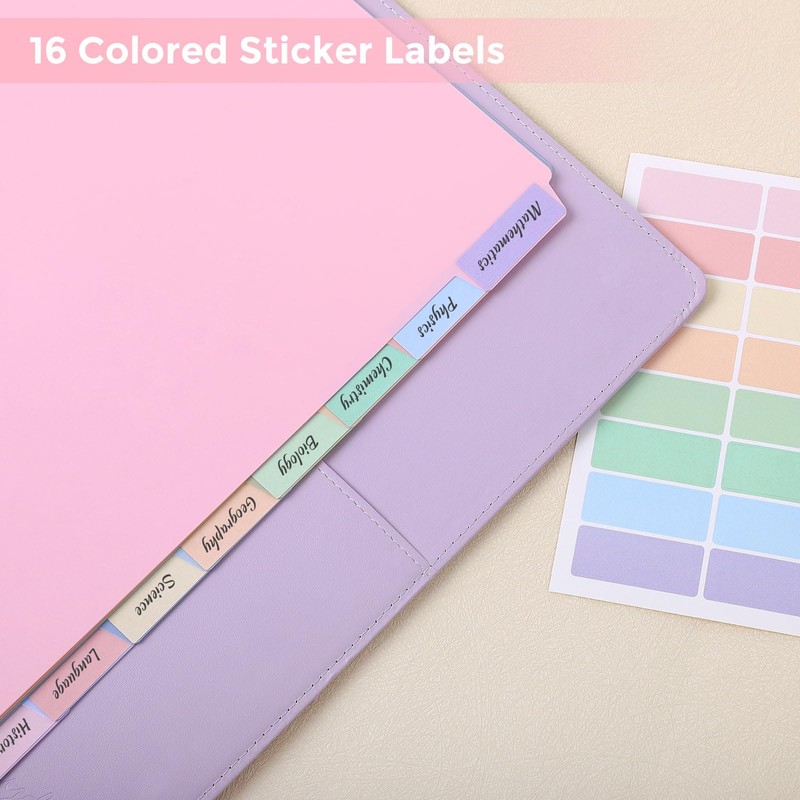 SKYDUE Durable Plastic 8-Tab Dividers,Big Tab Dividers for 3 Ring