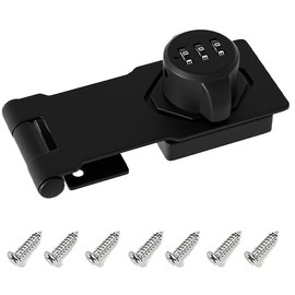 Anti-Theft Coded Lock, Hasp Latch, Cabinets Hasp Lock, Twist Knob Keyed Locking Hasp for Mailbox, File Tin Cabinet, Wardrobe, Drawer, Closet (Black, 3.5 Inch)