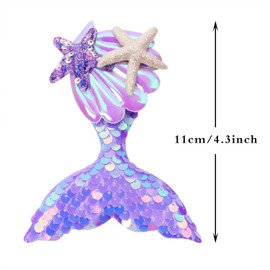 Mermaids Hair Clips Penta Angel 4Pcs Large Glitter Princess Hair Pin Barrette Accessory with Starfish Shell for Women Girls (Blue, Purple, Pink, White)
