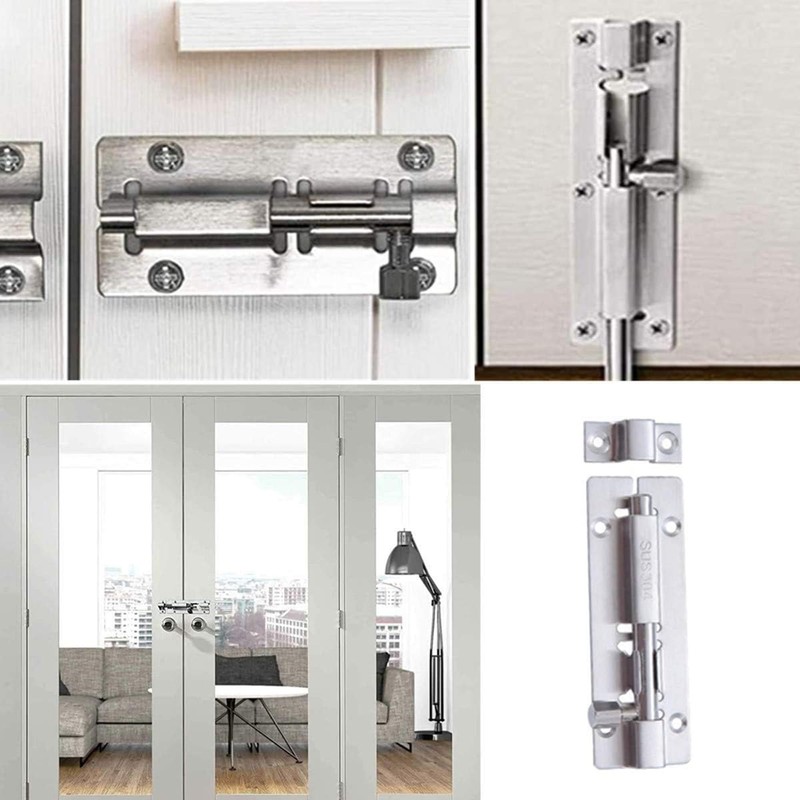 2 Pack 3" Chrome Slide Door Bolts, Stainless Steel Barrel