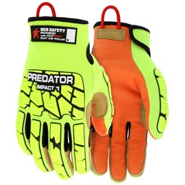 MCR Safety Gloves PD4900S Predator Mechanic Gloves, Hi-Visibility Cut Resistant Work Gloves, Small, 1 Pair