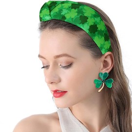 EVER FAITH St Patricks Day Clover Earrings Green Clover Irish Clover Shamrock Stud Earrings for Women Fashion Jewelry, enamel