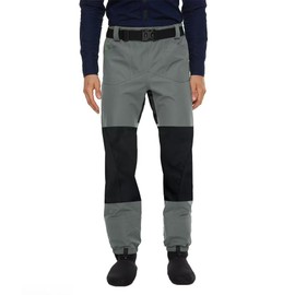 FANGBLUE Wear Resistant Fishing Waders for Men and Women Wading Pants with Neoprene Stocking Foot Fishing Waist Waders Pants with Pockets for Fly Fishing Hunting Kayaking (M)