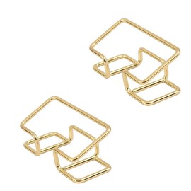 Esforzarse 2Pcs Desktop Business Card Stand, Metal Frame Vertical Card Holder for Tabletop, Desk, Office (Gold)