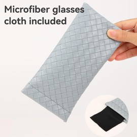 2 PCS Pu Sunglass Organizer Leather Pouch - Soft Squeeze Top Glasses Case Multipurpose Travel Eyeglass Case Pouch Bag (Light Blue-Lavender)