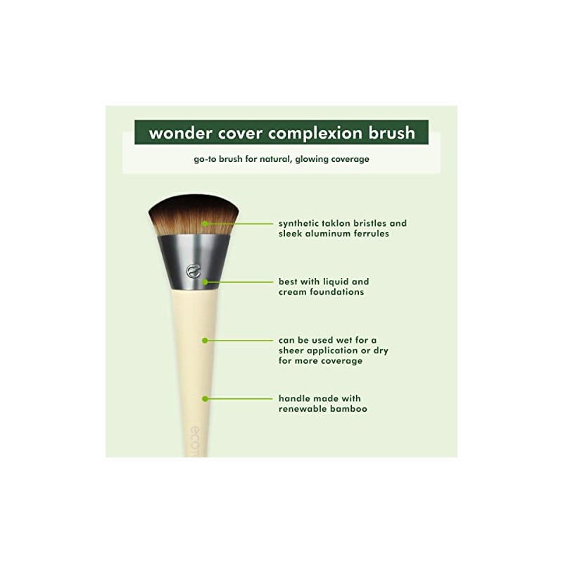 EcoTools, Wonder Cover Complexion, Brocha para Base de Maquillaje, Cobertura