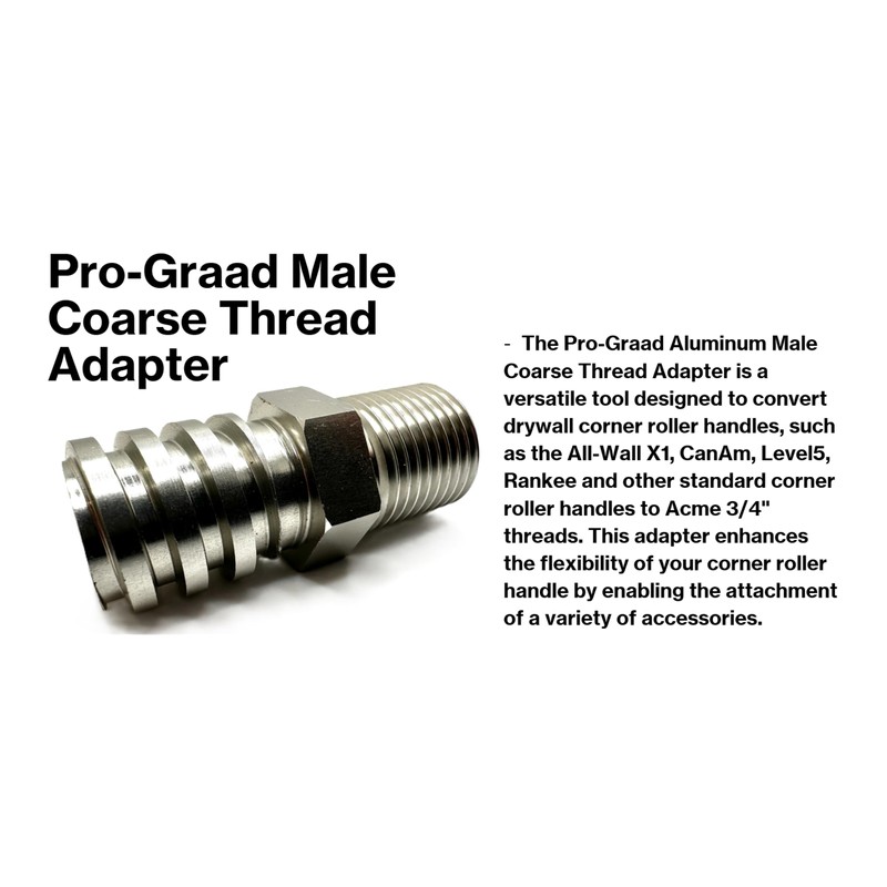 Pro-Graad Aluminum Male Coarse Thread Adapter - Converts Drywall Corner