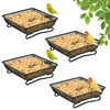 4 Pcs 7x7 Inch Metal Ground Bird Feeder Tray –