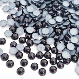 MajorCrafts 500pcs 6mm Flat Back Half Round Resin Pearls Craft Embellishments (Black C26)