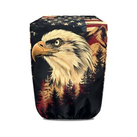 FUIALDOLG Electric Tongue Jack Cover,Eagle American Flag 300D Polyester RV Waterproof Power Tongue Trailer Jack Cover, Universal Camper Jack Cover 14″(H) x 5.7″(W) x 10.6″(D)
