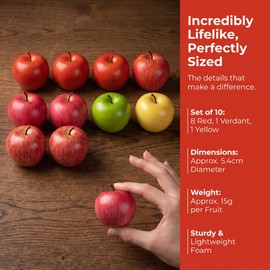 Mtbricey 10 Pcs Foam Artificial Apples 5.4cm Red Green Fake Fruit Decor