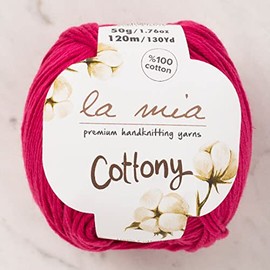 3 Skein La Mia Cottony 100% Cotton Baby Yarn,Each 1.76 Oz (50g) / 131 Yrds (120m) Super Soft, Dk Light,Turkish Yarn (Dark Pink, 3-Skein)