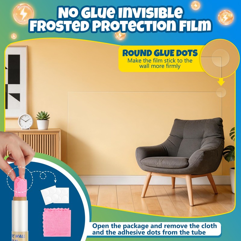 Matte Electrostatic Wall Protect Film, Clear Wall Protector 6.6ft