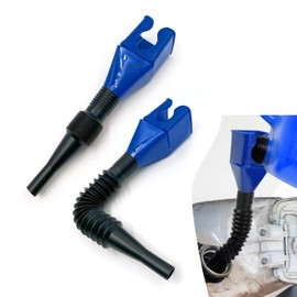 Sumjig 2 PCS Car Flexible Oil Draining Funnel, 8.07" x 1.77" Plastic Foldable Hands-Free Fueling Funnel, 4.72"-8.07" Retractable Portable Multi-Function Accessory, for Most Cars, Motorcycles (Blue)