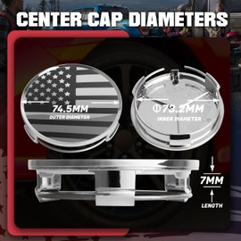 InTimesAuto 75MM 2.9 Inch Wheel Center Caps Rim Wheel Center Hub Caps, Pack of 4 Chrome with American Flag