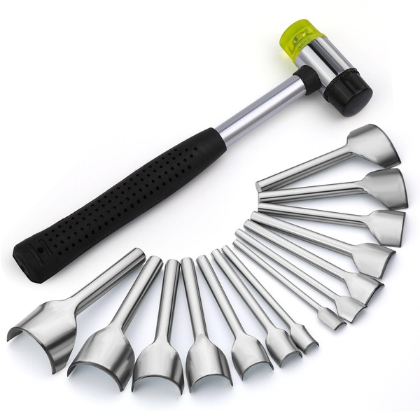 Yizzvb 14 Sizes Leather Corner Punch, Half-Round Punch Set, Leather