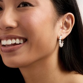 Ross-Simons 4-5mm Cultured Pearl Hoop Earrings in 14kt Yellow Gold