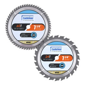 Luckyway 7-1/4 Inch Circular Saw Blade 24T Framing & 60T Fine Finish with 5/8 Inch Arbor, TCT Saw Blade for Wood Cutting 2-Pack