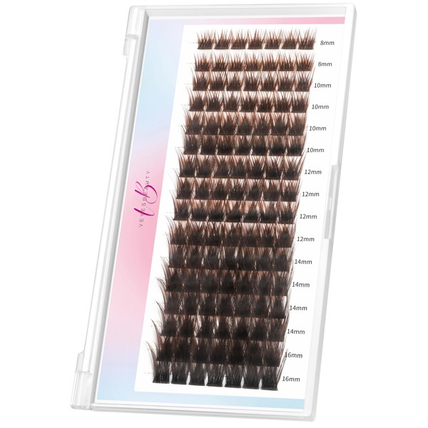 VEYESBEAUTY Brown Lashes DIY Individual Clusters Natural & Wispy Colored