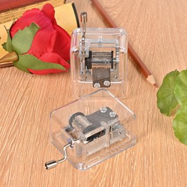 Edelweiss Music Box, Acrylic Hand Crank Musical Box for Wife/Mom/Daughter/Son - Unique Best Gifts for Birthday Christmas Wedding Valentine's Day