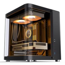 JONSBO TK-1 Black Micro ATX Mini Tower Computer CASE, Hyperboloid Glass Design, Separated Cabinet Structure, Al Alloy Shell Matx Desktop PC Case, Support ATX Power supply/240 AIO, Black