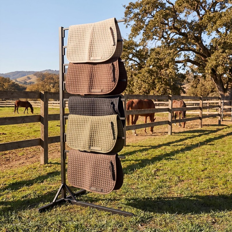Noliven 8-Tier Portable Saddle Pad Rack with Stand for Horse