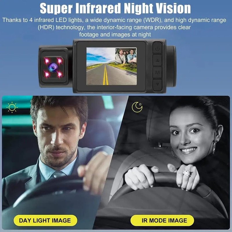 Bewinner 3 Channel Dash Cam Front and Rear 1080P Full