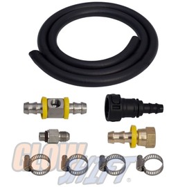 GlowShift Fuel Pressure Big Line Kit Compatible with Dodge Ram 2500 3500 6.7L Cummins 2010-2018 - Upgrades Fuel Line Size - Includes Rubber Hose, T-Fitting Adapter & Fittings